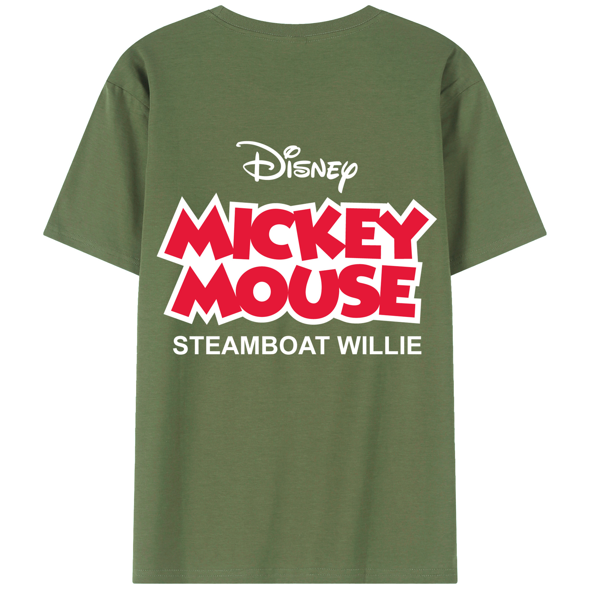 ミッキーマウス Mickey Mouse 綿100％ メンズ半袖Tシャツ（バックプリント） 通気性